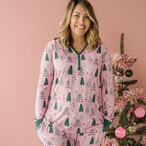 Little Sleepies Christmas tree long sleeve pajama top medium bamboo loungewear